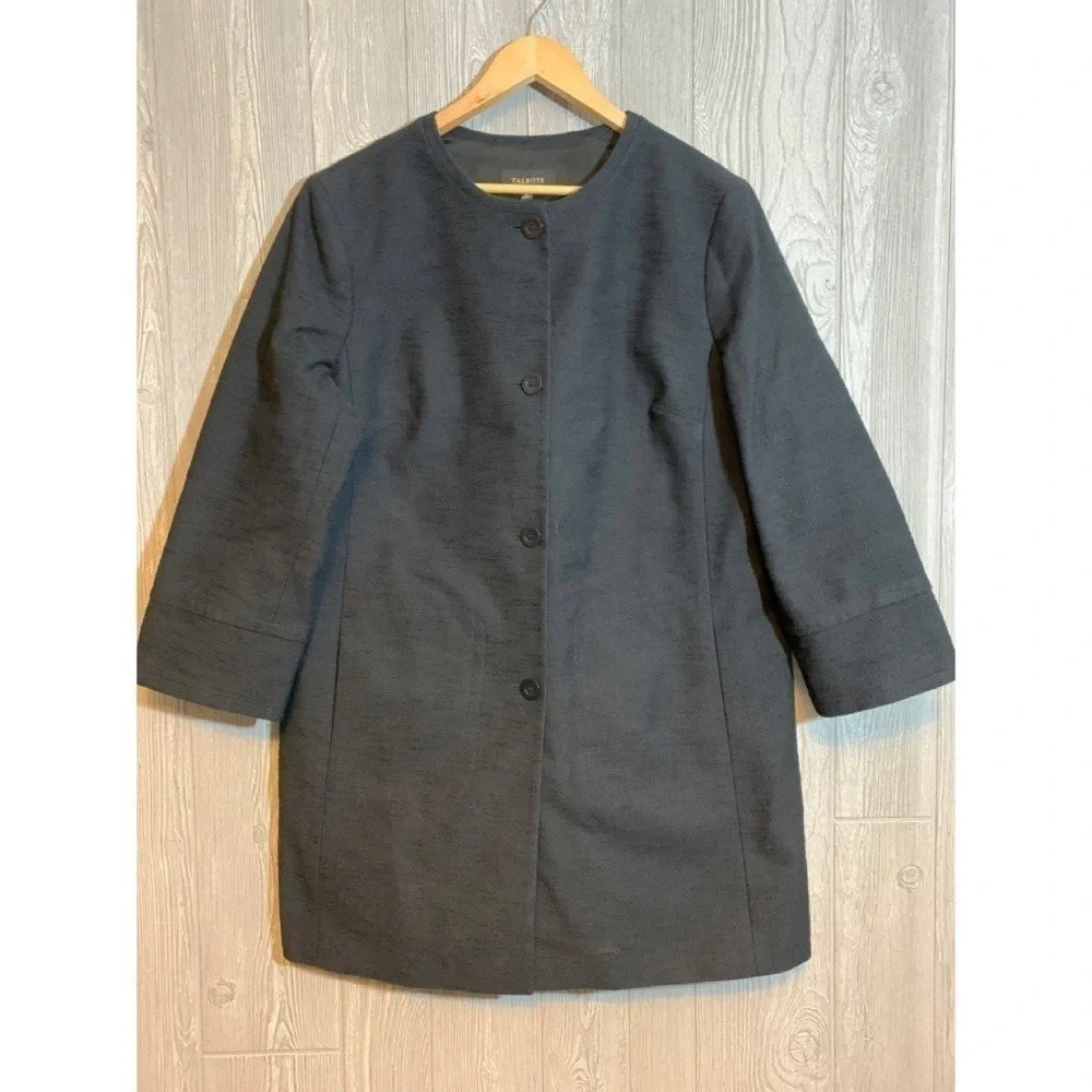 Talbots Black Cotton Jacket Coat 20 NWT $189